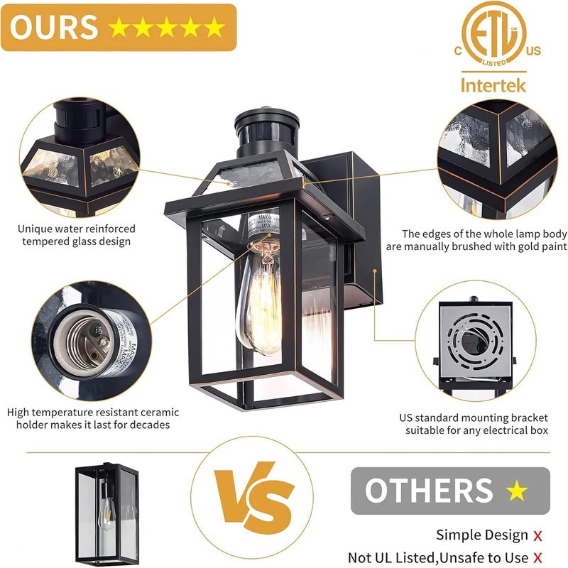 Yisuro Porch Lights with GFCI Outlet, Dusk to Dawn Outdoor Lights with Outlet, 3 Lighting Modes Exterior Light Fixture Waterproof, Outside Lights for House Front Door Patio Garage - Image 5